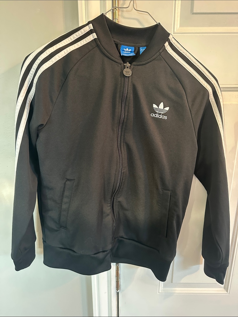 adidas Black Track Jacket with White 3-Stripes #sporty #athleisure